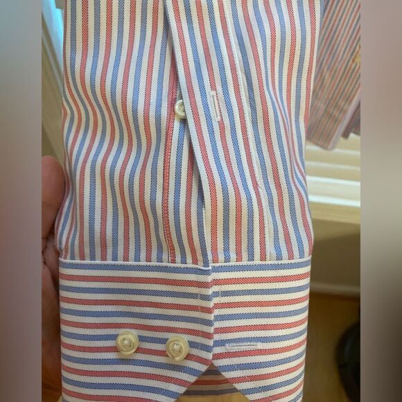 Brooks Brothers Regent Fit Coral Blue Stripe Dress Shirt 15.5 NWOT - Picture 5 of 9